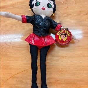 Vintage 12” Betty Boop Plush Doll with Red Skirt and Black Jacket kellytoy 1999